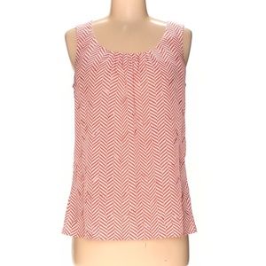 LOFT sleeveless blouse coral pleated neckline